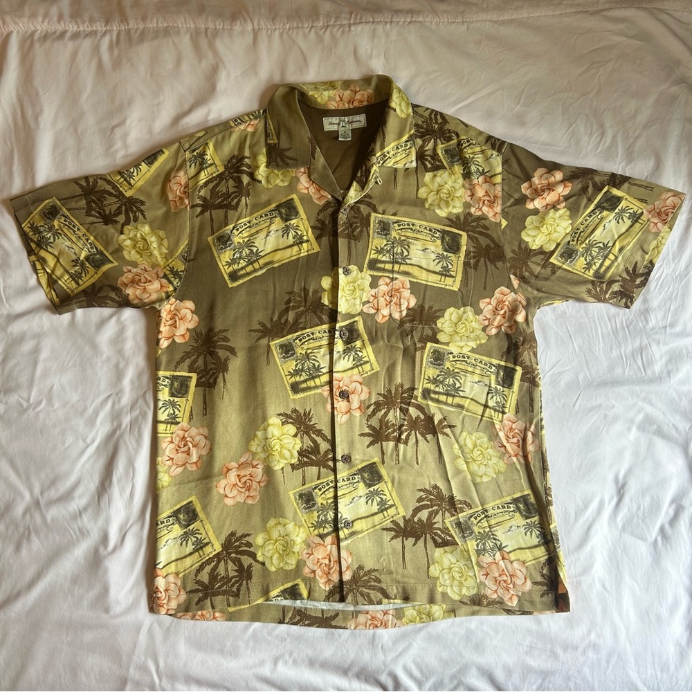Tommy Bahama Post Card Floral Silk Camp Shirt – Size Medium